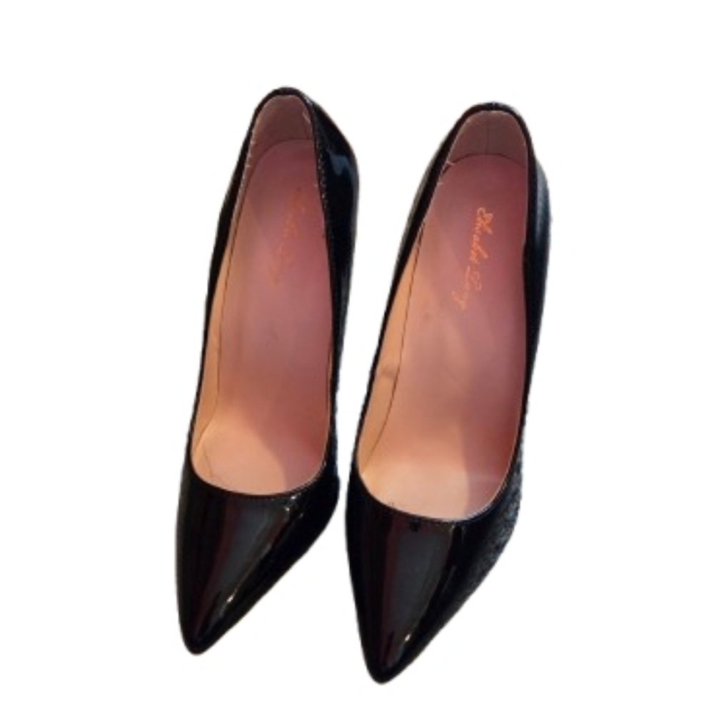 Elizabeth Lang Women's Shoes Patent Leather Heels Pointy Office Feminine Formal